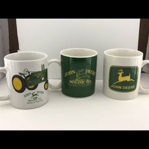 Three John Deere Tractor Mugs Cups Coffee